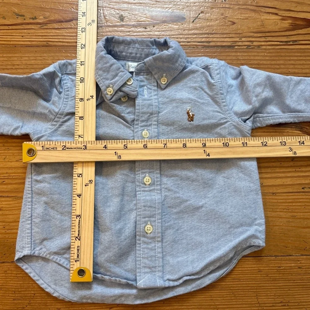 Ralph Lauren Button Down Shirt Kids Blue Long Sleeve Oxford SIZE 9M‎